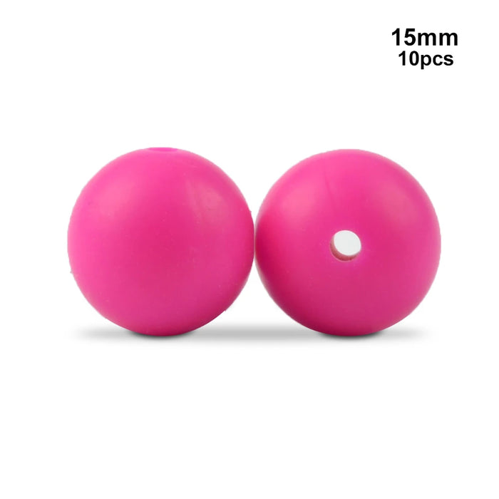 LOFCA 10 pz 15mm Perline Dentizione In Silicone 15mm Massaggiagengive Collana di Allattamento Del Bambino Ciuccio Clip Igiene Orale BPA Libero Commestibile Colorato