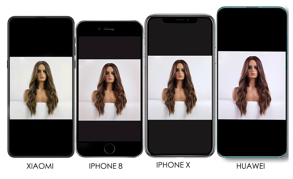 ESIN Parrucca sintetica marrone scuro Parrucche a onde lunghe per donna Parrucca per capelli con frangia Resistente al calore Uso naturale quotidiano per feste