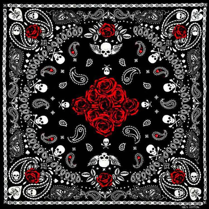Nuovo Design Moda Hip Hop 100% Cotone Teschio Bandana Sciarpa Quadrata Nero Paisley Fascia per Bicicletta per Donne/Uomini/Ragazzi/Ragazze