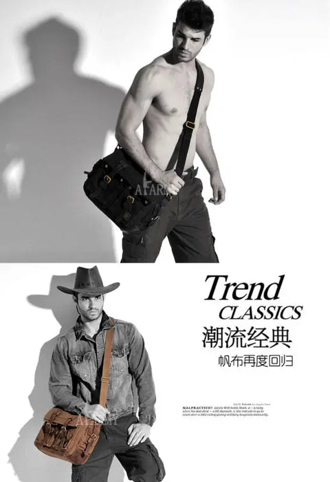 SONO LEGEND Will Smith Tela + Borsa a tracolla da uomo in vera pelle Borsa a tracolla in tela da uomo Borsa a tracolla Borsa casual a tracolla