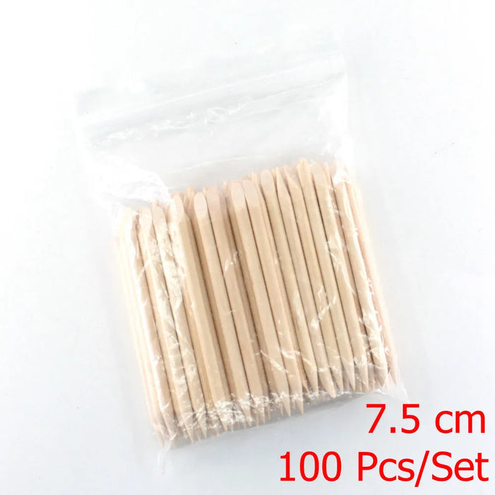 4 diverse dimensioni Bastoncini di legno arancione per spingipelle Strumento per rimuovere le cuticole Forchette per unghie Strumenti per manicure 10/30/50/100 Pz/set