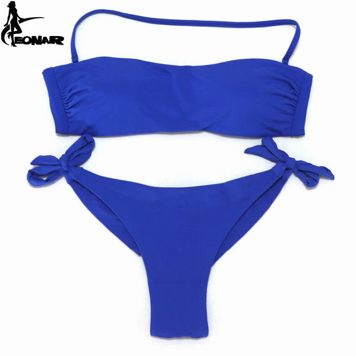 EONAR Bikini 2022 costume da bagno donna solido Bikini taglio brasiliano Set Bikini Push Up costumi da bagno Femme costumi da bagno Sport abbigliamento da spiaggia
