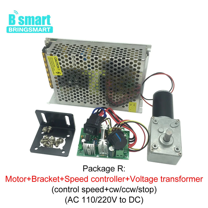 Motore a vite senza fine 12V 24V Invertito 12-470 giri/min Motore DC Coppia elevata 3,4-70 kg Autobloccante per macchina per tende Attrezzature domestiche personalizzate