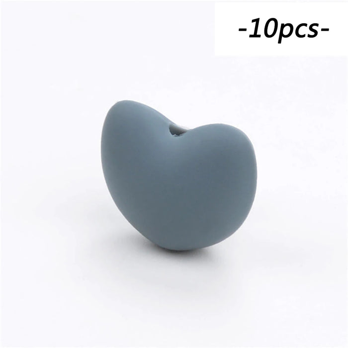 LOFCA Perline in Silicone a Forma di Cuore 10 pz Fascino Massaggiagengive Dentizione del Bambino Gioielli Allattamento Bambino Igiene Orale Per Collana Porta Ciuccio