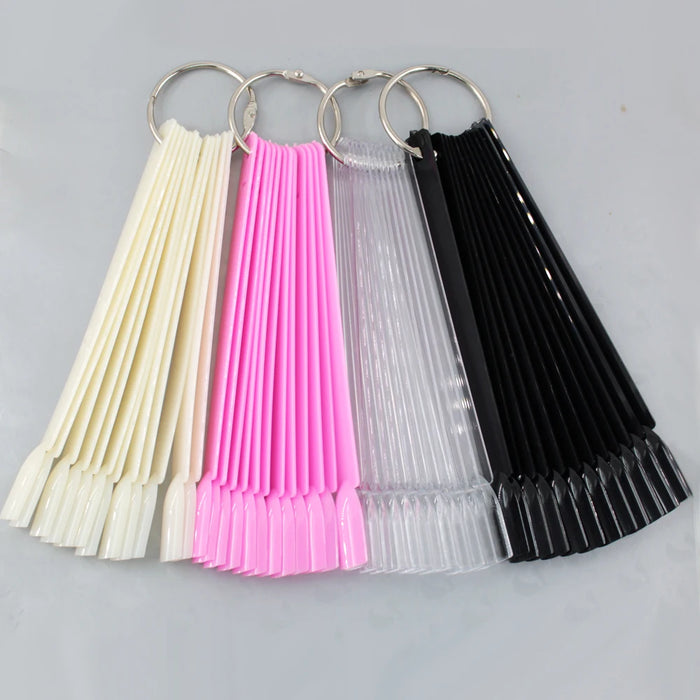 Punte per unghie finte ventaglio Natura Trasparente Nero 12/24/32/50 pezzi/set Dito Carta piena Nail Art Display Pratica Smalto tutto per manicure