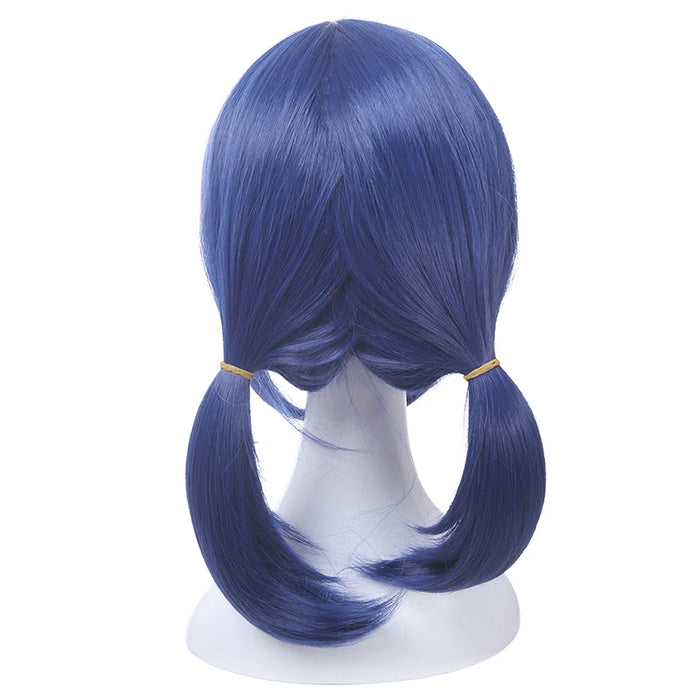 L-e-mail parrucca sintetica per capelli Marinette parrucca Cosplay blu scuro doppia coda di cavallo parrucche da donna resistenti al calore di Halloween diritte