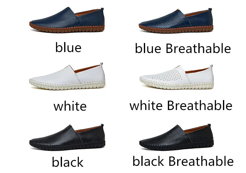 MIXIDELAI Mocassini da uomo in vera pelle di mucca Mocassini fatti a mano in morbida pelle blu Slip On Scarpe da barca da uomo PLUS TAGLIA 38 ~ 47