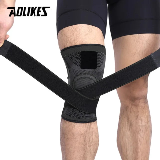 AOLIKES 1 pz supporto per ginocchio ginocchiera sportiva protettiva professionale fasciatura traspirante ginocchiera basket Tennis ciclismo