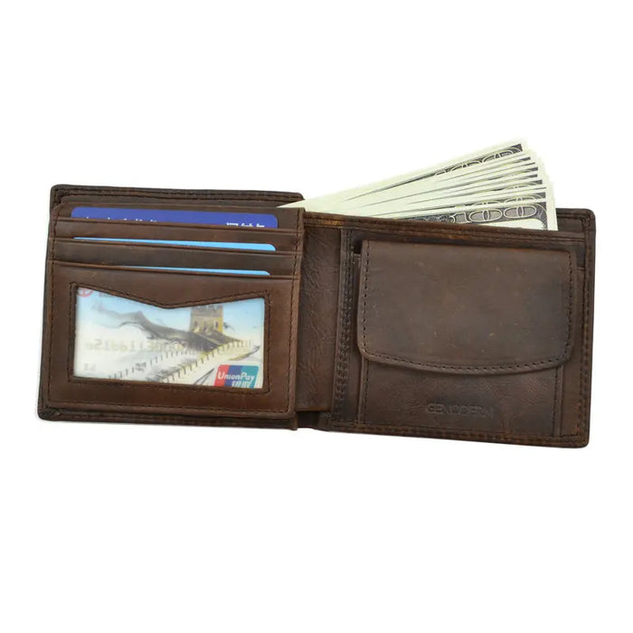 Portafogli da uomo in vera pelle di mucca con tasca portamonete portafoglio da uomo Vintage con blocco RFID portafoglio da uomo in vera pelle con porta carte