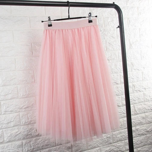 Gonne in Tulle TingYiLi a 4 strati gonna da donna in Tulle nero grigio bianco adulto gonna longuette a pieghe elastica a vita alta