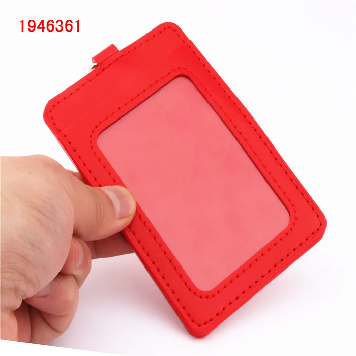 Custodia per badge identificativa con doppia manica in pelle PU 610 di qualità di lusso. Accessori porta badge per carte di credito trasparenti