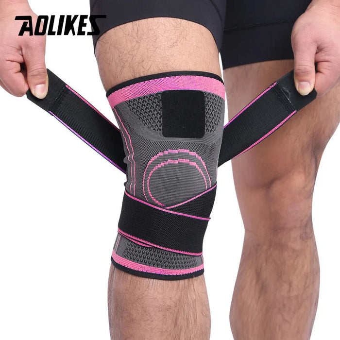 AOLIKES 1 pz supporto per ginocchio ginocchiera sportiva protettiva professionale fasciatura traspirante ginocchiera basket Tennis ciclismo