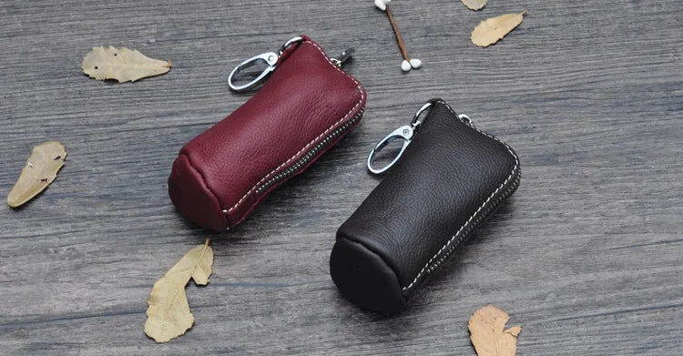 CICICUFF Borsa per chiavi da uomo Secchi in vera pelle di mucca Custodie per chiavi Custodia con cerniera Portachiavi per auto Borsa per portachiavi per casa da donna