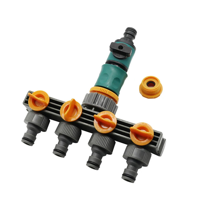 1 Set (3 pezzi) connettore per tubo dell'acqua Shunt a 4 vie Splitter per tubo flessibile con connettori rapidi valvola di controllo irrigazione per irrigazione da giardino