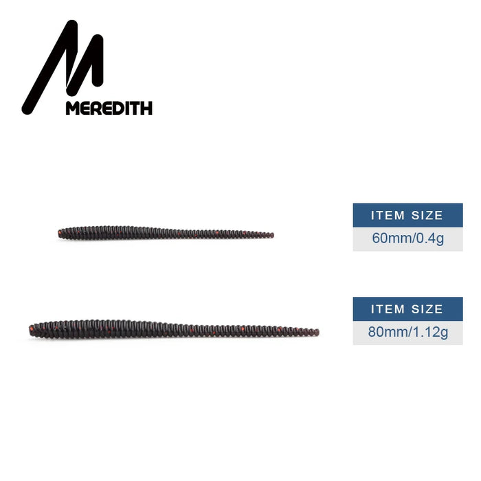 MEREDITH Affondamento lento Verme di lancia Esche morbide 60mm 80mm Esche da pesca artificiali Vermi di mare Lombrico Pesca Esche morbide Wobblers