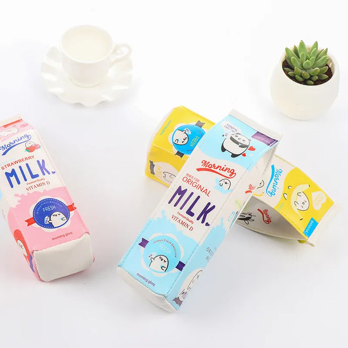 Cartone animato bottiglia di latte scuola astuccio per matite simpatico astuccio per penne in PU custodia per cancelleria corea materiale scolastico per ufficio escolar