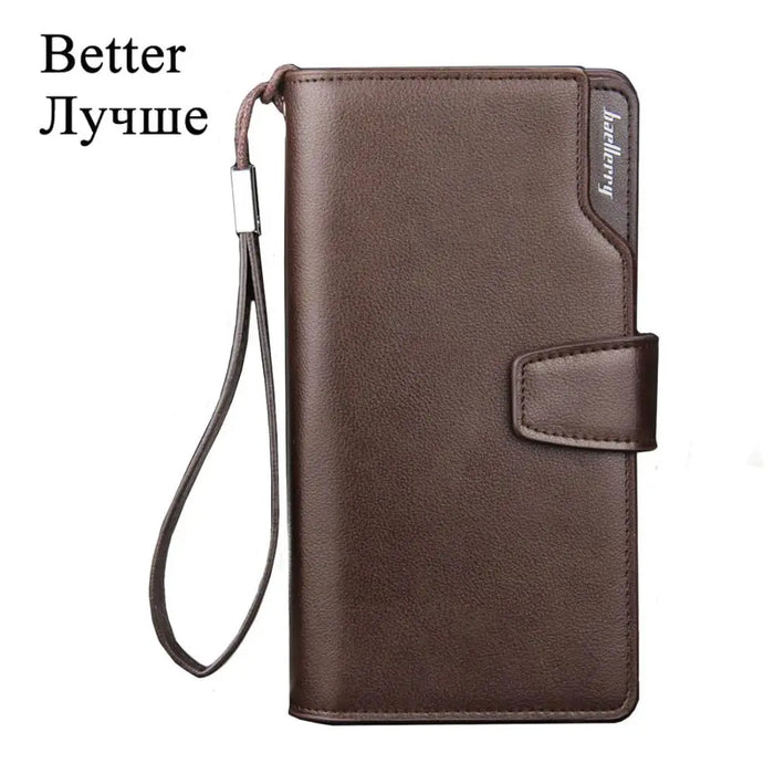 Baellerry portafogli da uomo stile lungo porta carte di alta qualità borsa da uomo con cerniera portafoglio in pelle PU di marca di grande capacità per uomo