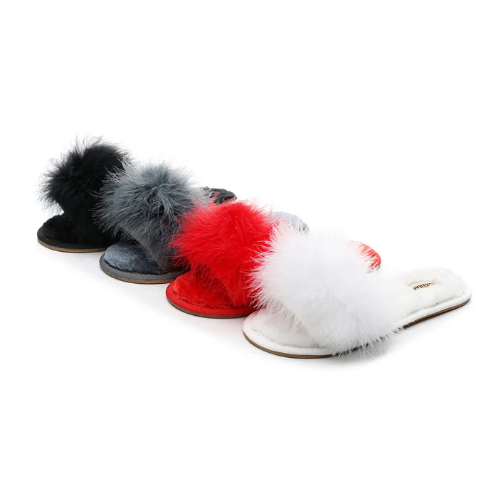FAYUEKEY Primavera Estate Inverno Casa Cotone Soffici pantofole in pelliccia di peluche Scarpe basse da donna per camera da letto da pavimento