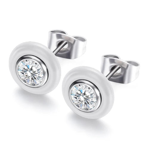 Nuovi gioielli per orecchini da sposa Orecchini in ceramica bianca nera per donne ragazza bambini con orecchino in ceramica con zirconi AAA Health