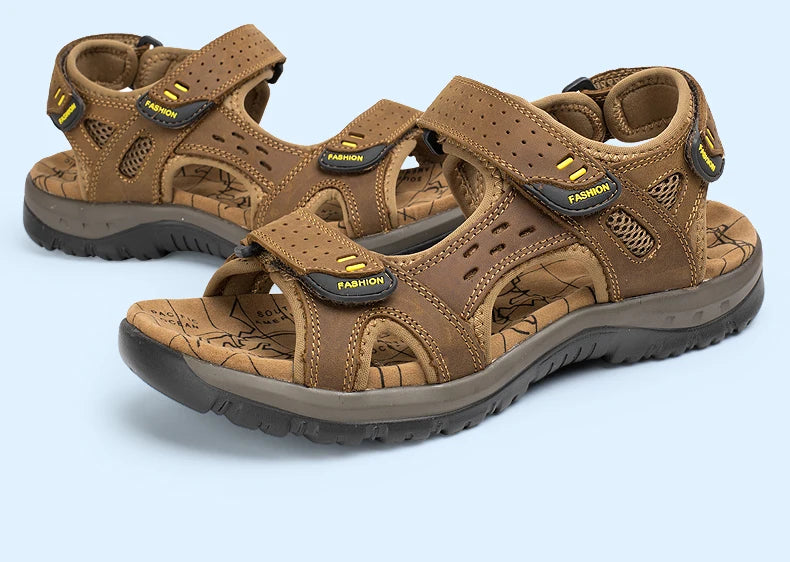 New Fashion Summer Leisure Scarpe da uomo Sandali da spiaggia Sandali in vera pelle di alta qualità Sandali da uomo morbidi di grandi dimensioni Taglia 38-48