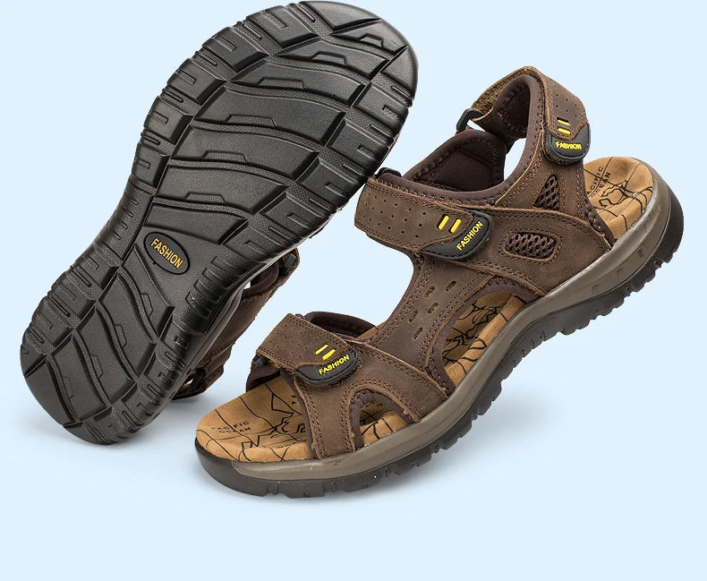 New Fashion Summer Leisure Scarpe da uomo Sandali da spiaggia Sandali in vera pelle di alta qualità Sandali da uomo morbidi di grandi dimensioni Taglia 38-48