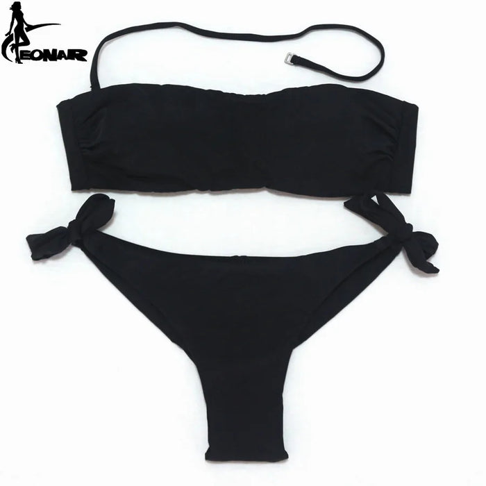 EONAR Bikini 2022 costume da bagno donna solido Bikini taglio brasiliano Set Bikini Push Up costumi da bagno Femme costumi da bagno Sport abbigliamento da spiaggia