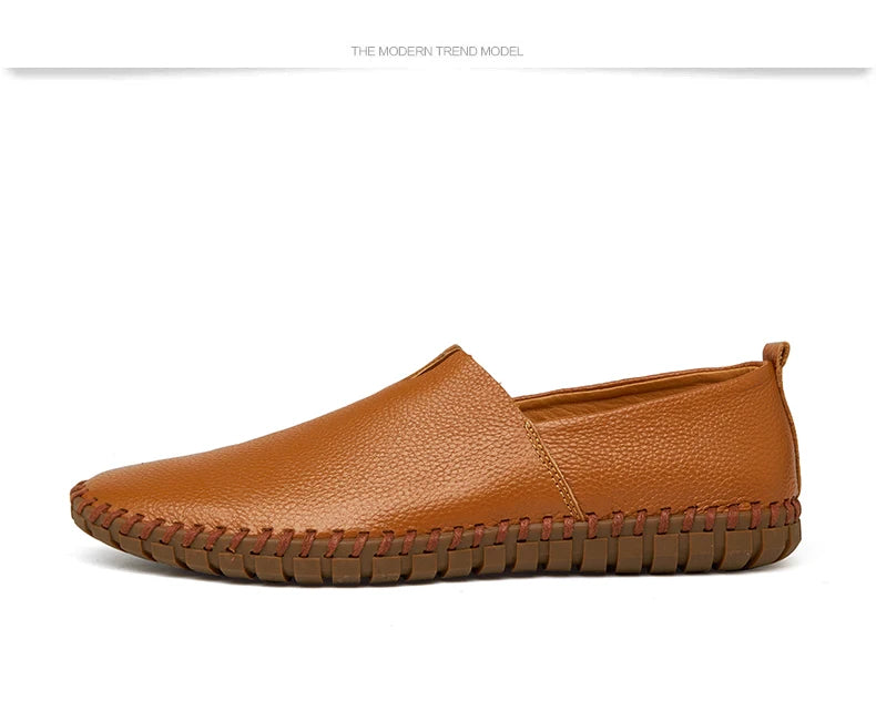 MIXIDELAI Mocassini da uomo in vera pelle di mucca Mocassini fatti a mano in morbida pelle blu Slip On Scarpe da barca da uomo PLUS TAGLIA 38 ~ 47