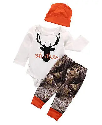 Citgeett Autunno del bambino del ragazzo che coprono gli insiemi Del Bambino Appena Nato Della Ragazza del Ragazzo Cervo Pagliaccetto Pantaloni Leggings Cappello 3pcs Outfits Set Costume