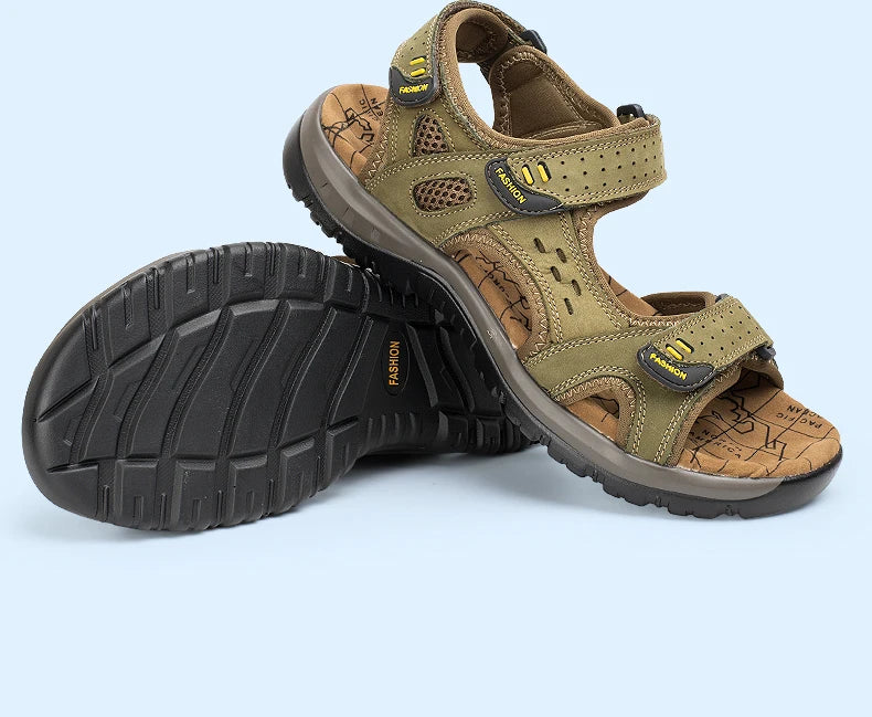 New Fashion Summer Leisure Scarpe da uomo Sandali da spiaggia Sandali in vera pelle di alta qualità Sandali da uomo morbidi di grandi dimensioni Taglia 38-48