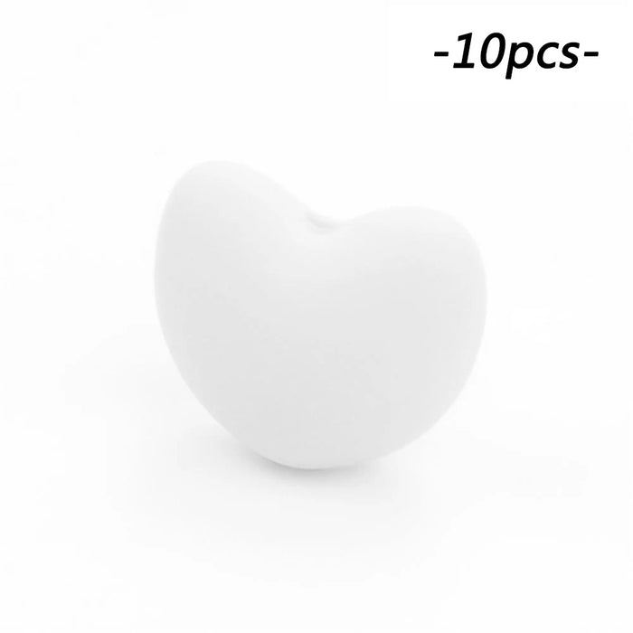 LOFCA Perline in Silicone a Forma di Cuore 10 pz Fascino Massaggiagengive Dentizione del Bambino Gioielli Allattamento Bambino Igiene Orale Per Collana Porta Ciuccio