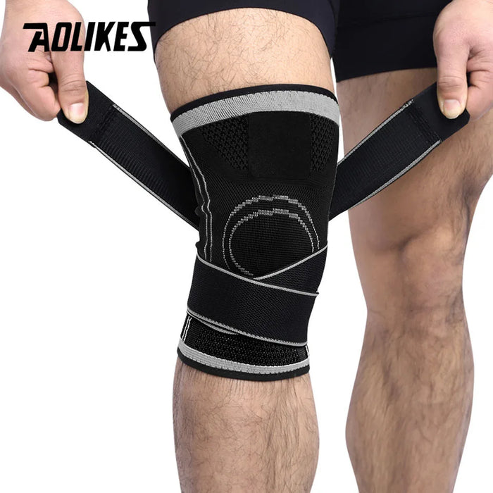 AOLIKES 1 pz supporto per ginocchio ginocchiera sportiva protettiva professionale fasciatura traspirante ginocchiera basket Tennis ciclismo