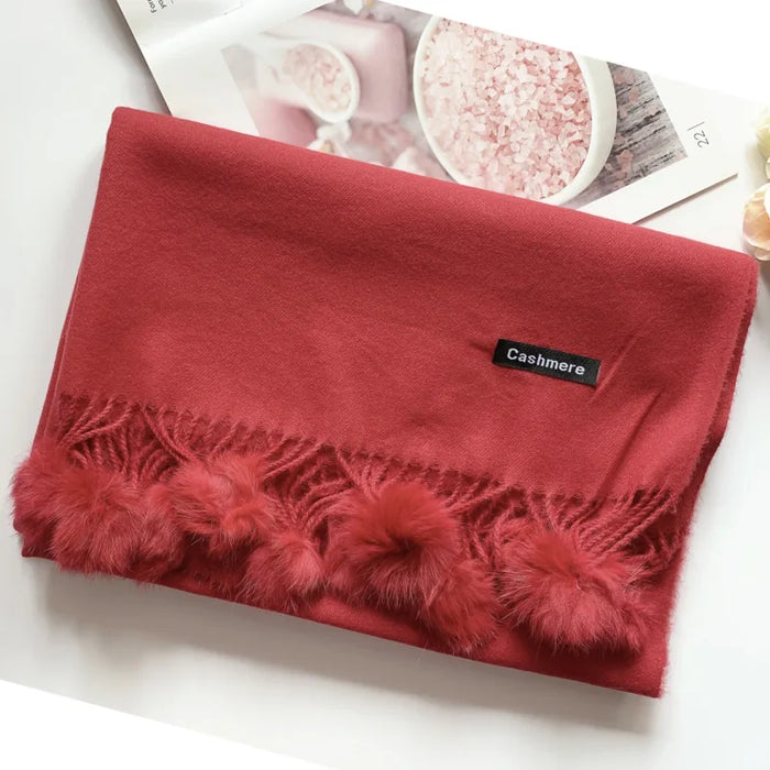 200*70 cm Donna Tinta unita Morbido Hairball Sciarpa Oversize Cashmere Scialle da donna Avvolgere Inverno Pashmina Hijab femminile Fascia Silenziatore