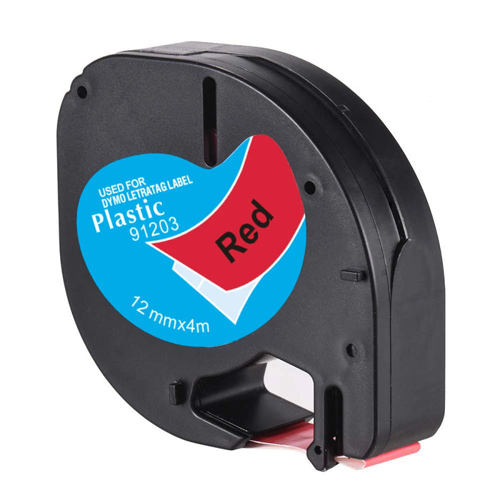 CIDY 91201 Compatibile 12mm*4m Nero su bianco Dymo Letratag Nastro in plastica LT 91331 LT 9120112267   18769 18771 per LT-100H LT-100T