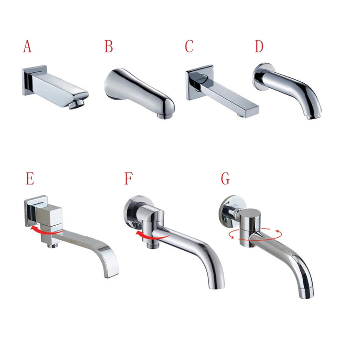 BECOLA Beccuccio per rubinetto a parete Beccucci quadrati e rotondi in ottone cromato/nero Accessori per rubinetti per doccia a cascata