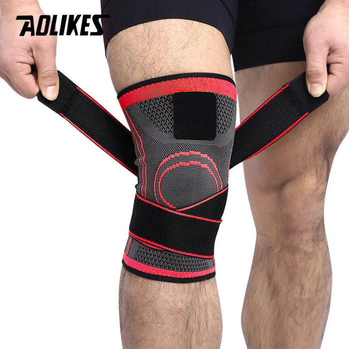 AOLIKES 1 pz supporto per ginocchio ginocchiera sportiva protettiva professionale fasciatura traspirante ginocchiera basket Tennis ciclismo
