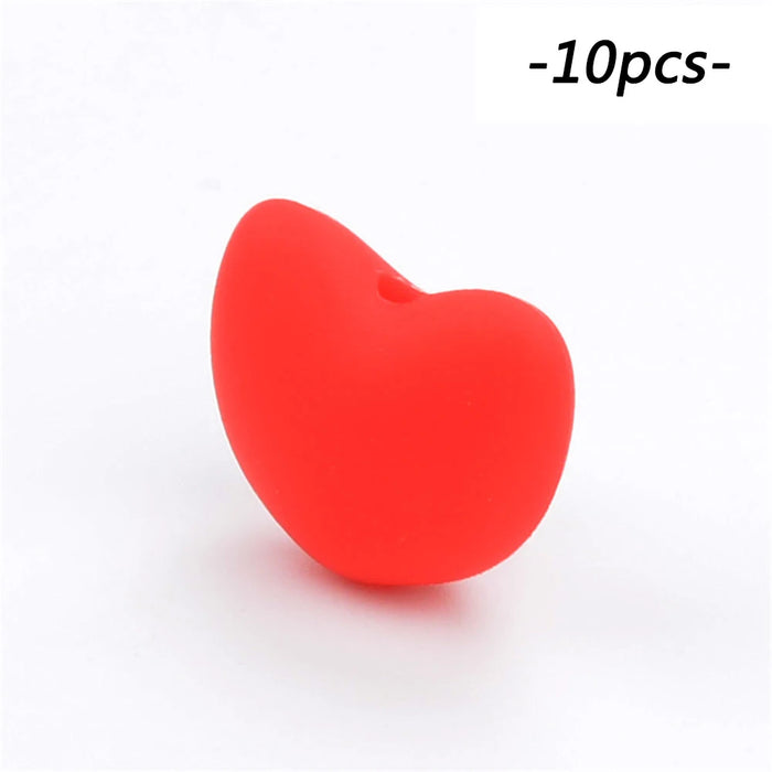 LOFCA Perline in Silicone a Forma di Cuore 10 pz Fascino Massaggiagengive Dentizione del Bambino Gioielli Allattamento Bambino Igiene Orale Per Collana Porta Ciuccio