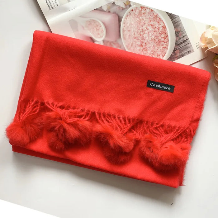 200*70 cm Donna Tinta unita Morbido Hairball Sciarpa Oversize Cashmere Scialle da donna Avvolgere Inverno Pashmina Hijab femminile Fascia Silenziatore