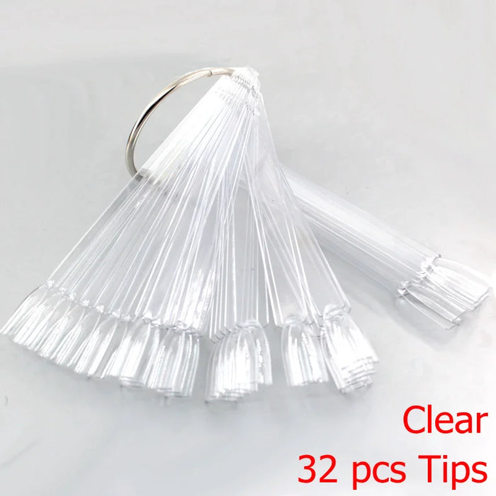 Punte per unghie finte ventaglio Natura Trasparente Nero 12/24/32/50 pezzi/set Dito Carta piena Nail Art Display Pratica Smalto tutto per manicure