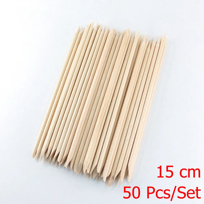 4 diverse dimensioni Bastoncini di legno arancione per spingipelle Strumento per rimuovere le cuticole Forchette per unghie Strumenti per manicure 10/30/50/100 Pz/set