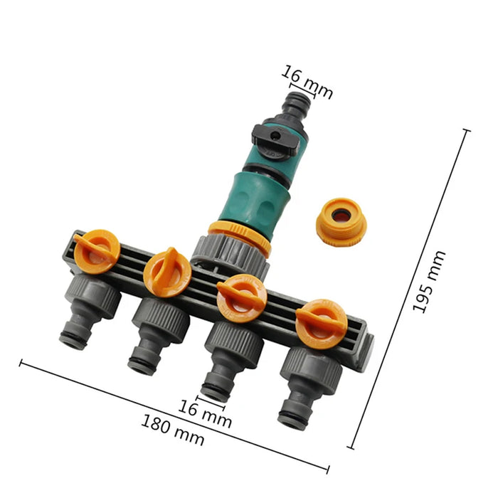 1 Set (3 pezzi) connettore per tubo dell'acqua Shunt a 4 vie Splitter per tubo flessibile con connettori rapidi valvola di controllo irrigazione per irrigazione da giardino