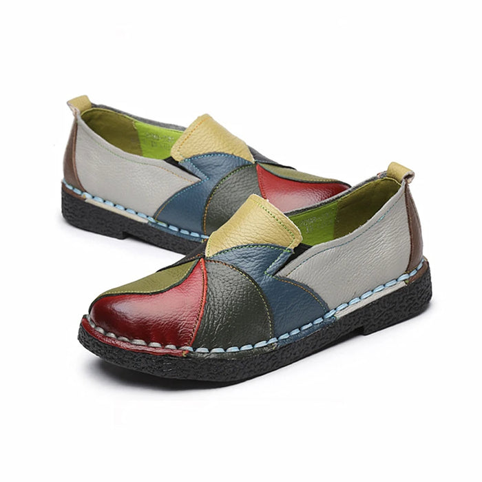 WOIZGIC Donna Donna Donna Madre Scarpe Appartamenti Mocassini in vera pelle Mocassini Misti colorati antiscivolo Taglie forti 42
