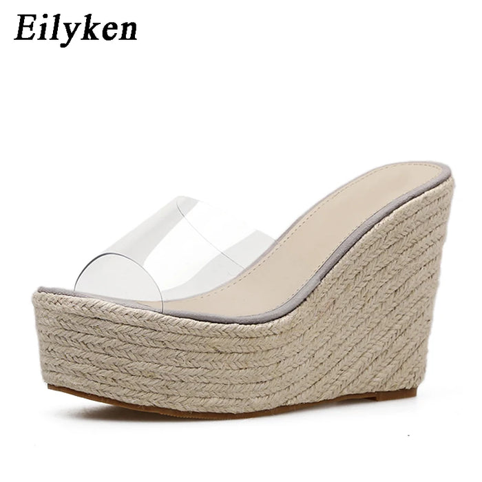 Eilyken Summer Fashion PVC Jelly zeppe piattaforma pantofole da donna sandali scarpe Casual taglia 34-40