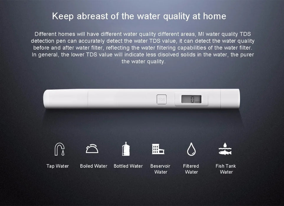 Originale Xiaomi MiJia Mi TDS Tester del contatore Rilevamento portatile Test di qualità della purezza dell'acqua TDS-3 Tester Casa 1 pz 2 pz opzione