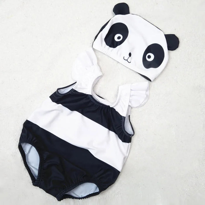 Carino Frutta Forma di Animale Del Bambino di Un pezzo del Costume Da Bagno + Cuffia da nuoto Per Il Bambino Delle Ragazze Dei Ragazzi Del Bambino di Estate Infantile Del Bambino Del Bambino acqua Vestiti di Sport