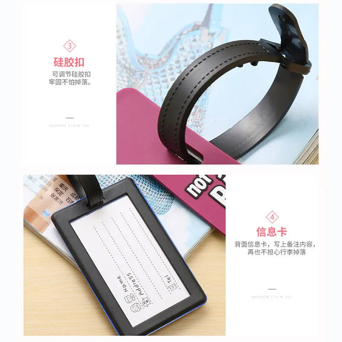 Lettera creativa "Non la tua borsa" Accessori da viaggio carini Etichette per bagagli Valigia Etichetta da viaggio portatile in silicone moda stile cartone animato