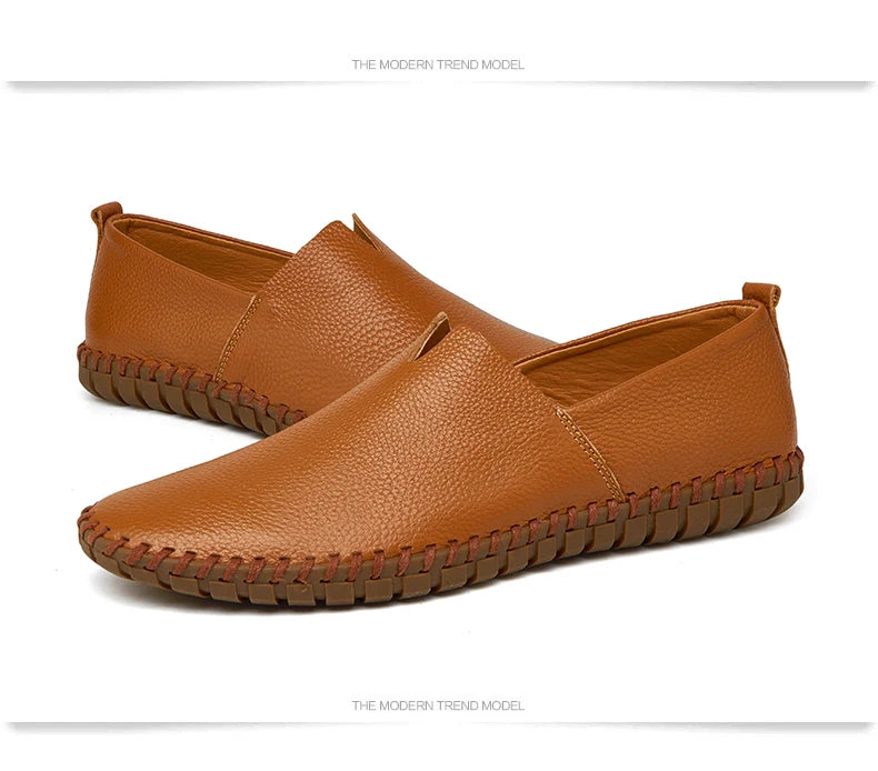 MIXIDELAI Mocassini da uomo in vera pelle di mucca Mocassini fatti a mano in morbida pelle blu Slip On Scarpe da barca da uomo PLUS TAGLIA 38 ~ 47