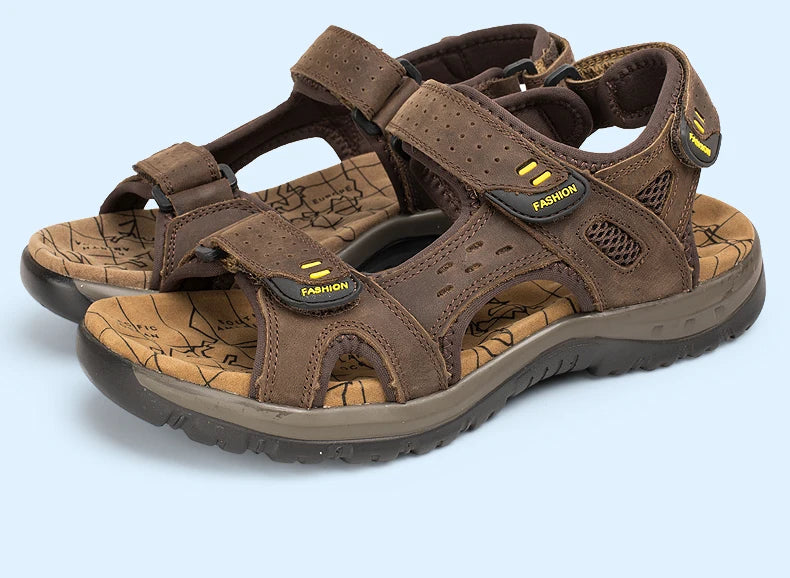 New Fashion Summer Leisure Scarpe da uomo Sandali da spiaggia Sandali in vera pelle di alta qualità Sandali da uomo morbidi di grandi dimensioni Taglia 38-48