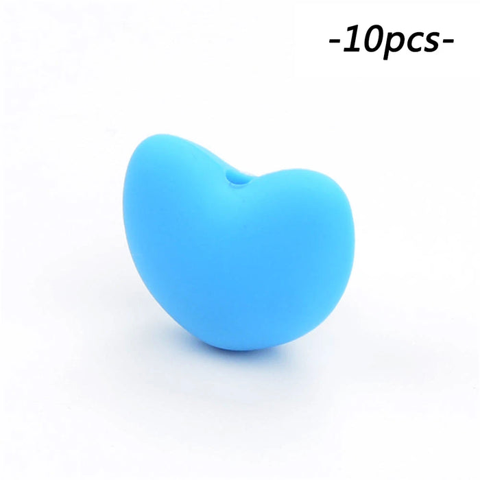LOFCA Perline in Silicone a Forma di Cuore 10 pz Fascino Massaggiagengive Dentizione del Bambino Gioielli Allattamento Bambino Igiene Orale Per Collana Porta Ciuccio