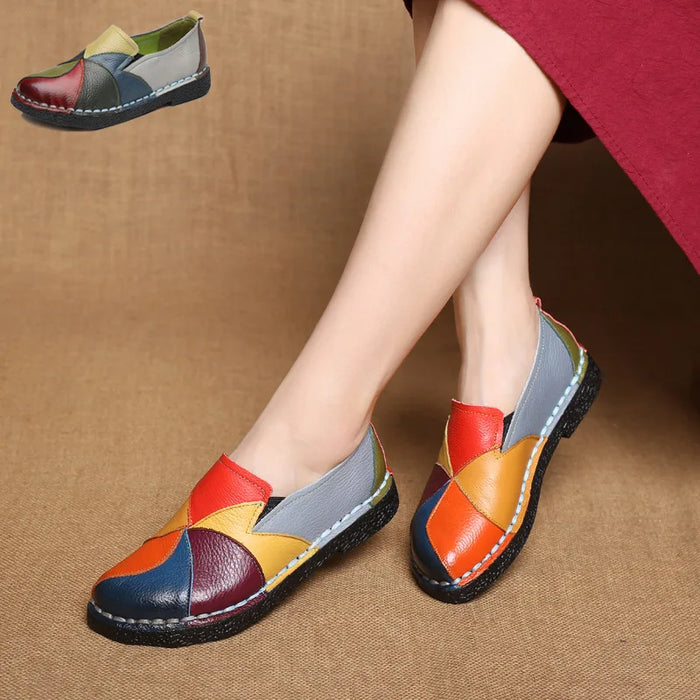 WOIZGIC Donna Donna Donna Madre Scarpe Appartamenti Mocassini in vera pelle Mocassini Misti colorati antiscivolo Taglie forti 42