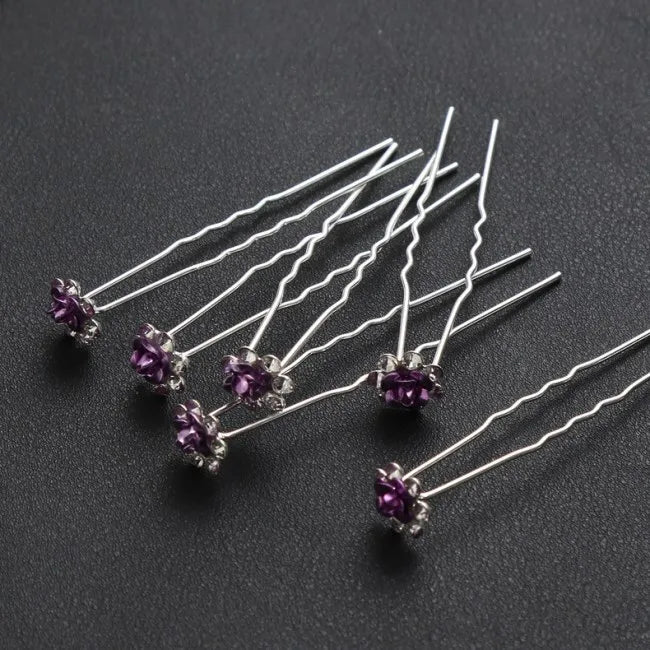 10 Pz/lotto copricapo Da Sposa u-a forma di perno di perla tempestato di diamanti zircone del fiore femminile dei capelli piastra forcella capelli accessori per capelli tornante